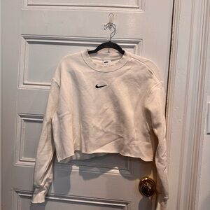 Nike Women's White Cropped Sweatshirt